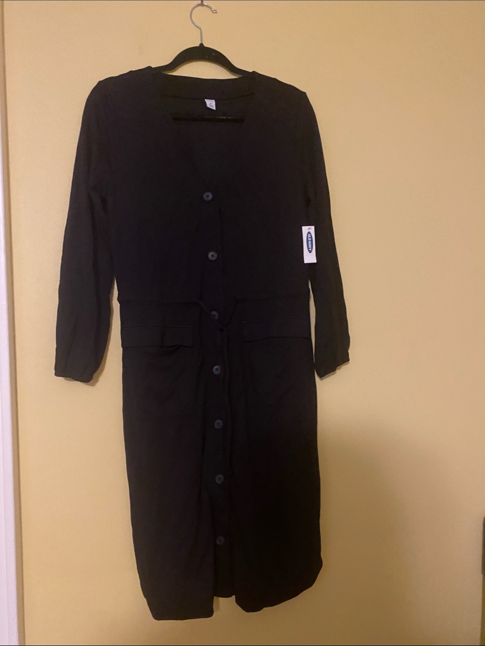 Women's Black Long Button-Front Dress